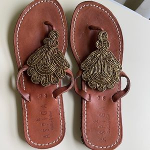 Handmade Aspiga Beaded Sandals NWOT